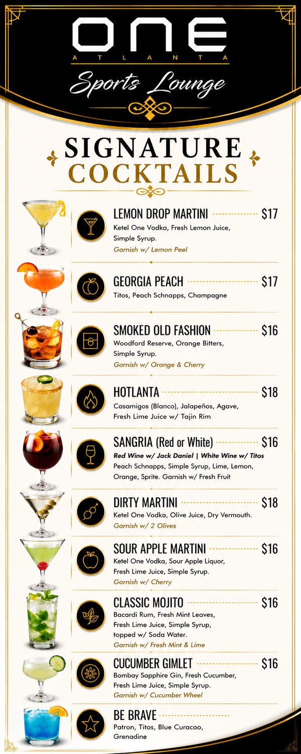 ONE Atlanta — Drinks menu