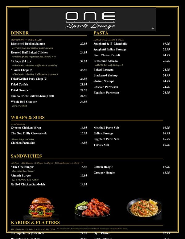 ONE Atlanta — Food menu
